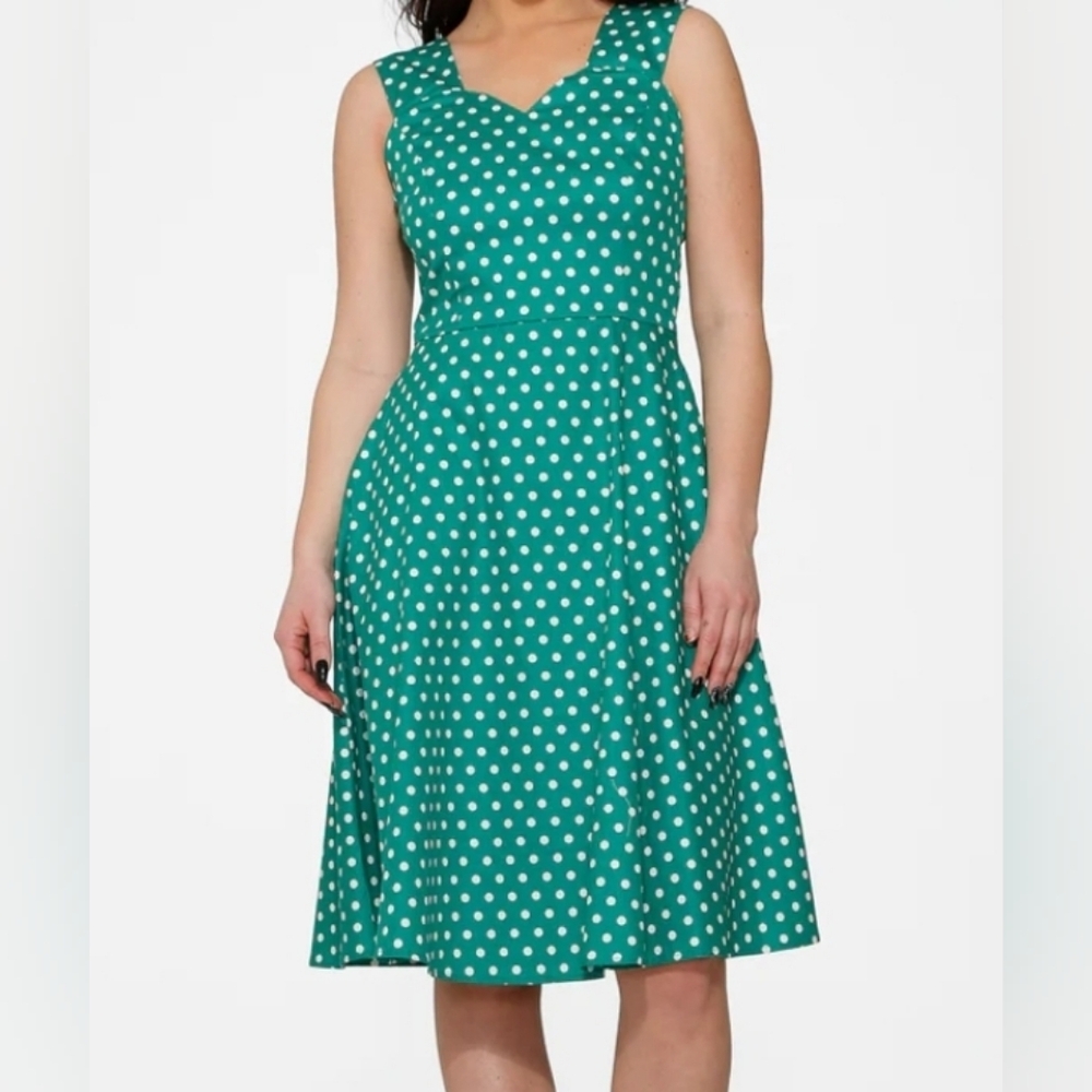 Orchard Bloom Green & White Polka Dot Dress